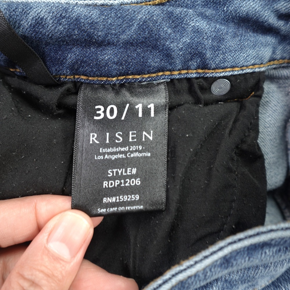 Risen Jeans Womens 30/11 Blue Distressed Straight Raw Hem Denim‎ High Rise - Picture 6 of 14